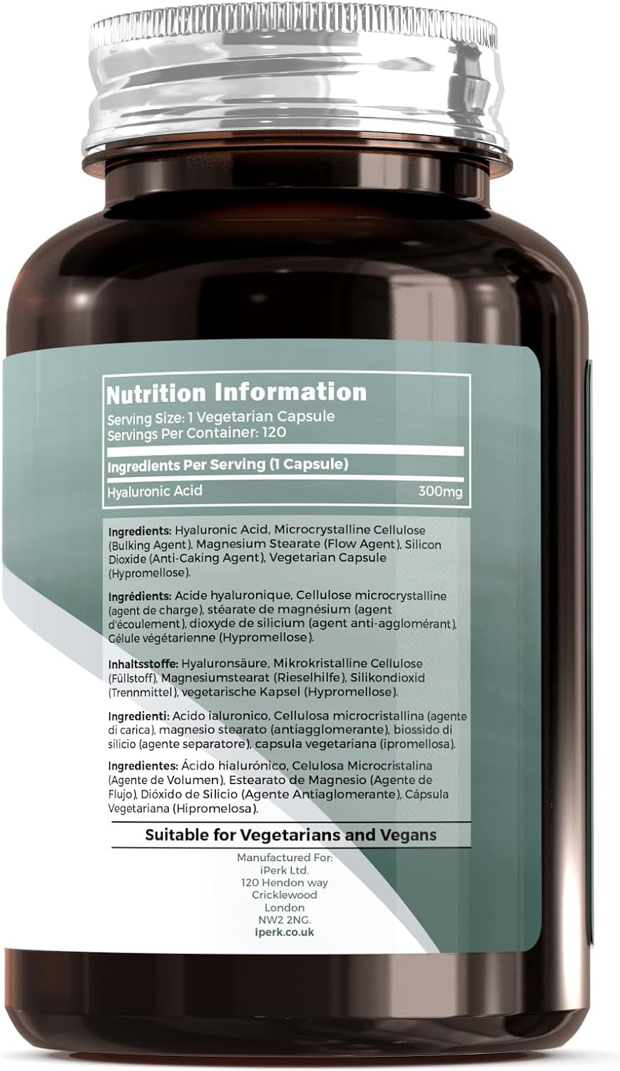 Hyaluronic Acid 300Mg | 120 Capsules 4 Months Supply | Hyaluronic Acid Supplement