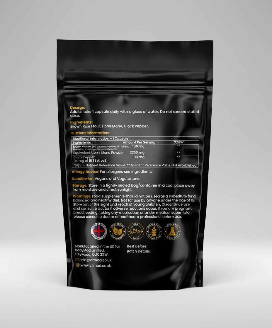 Lions Mane Supplement 2250Mg per Capsule - 1 a Day - 50% Polysaccharides (60)