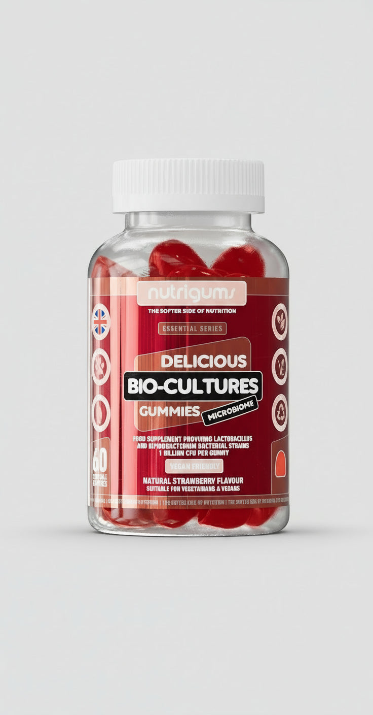 Bio-Cultures Microbiome Complex Gummy | 12 Multi-Strain Probiotics 1 Billion CFU | Acidophilus & Bifidobacterium | Strawberry Flavour | 60 Vegan Gummies | Support Wellbeing & Gut Heath by ®
